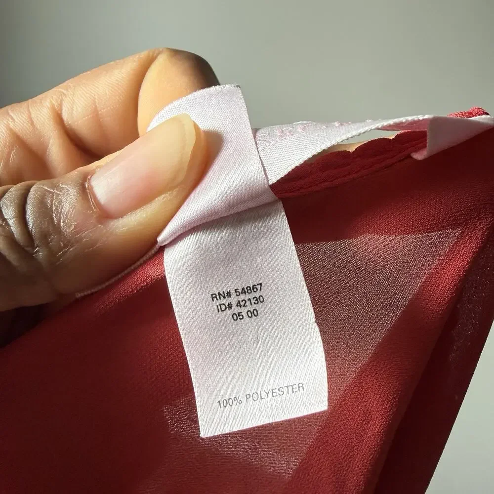 Vintage Y2K Victoria’s Secret Sheer Slip Nightgown Red S Longsleeves Mini Dress
